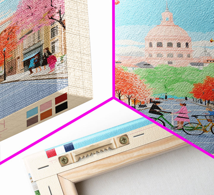 Saint-Étienne France Travel Poster Framed Canvas Print, Midcentury Modern Art, Pop Art Wall Decor, Living Room Art, Vacation Gift