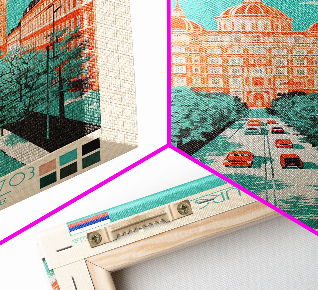 Saint Petersburg Russia Travel Poster Framed Canvas Print, Midcentury Modern Art, Pop Art Wall Decor, Home Decor, Office Decoration