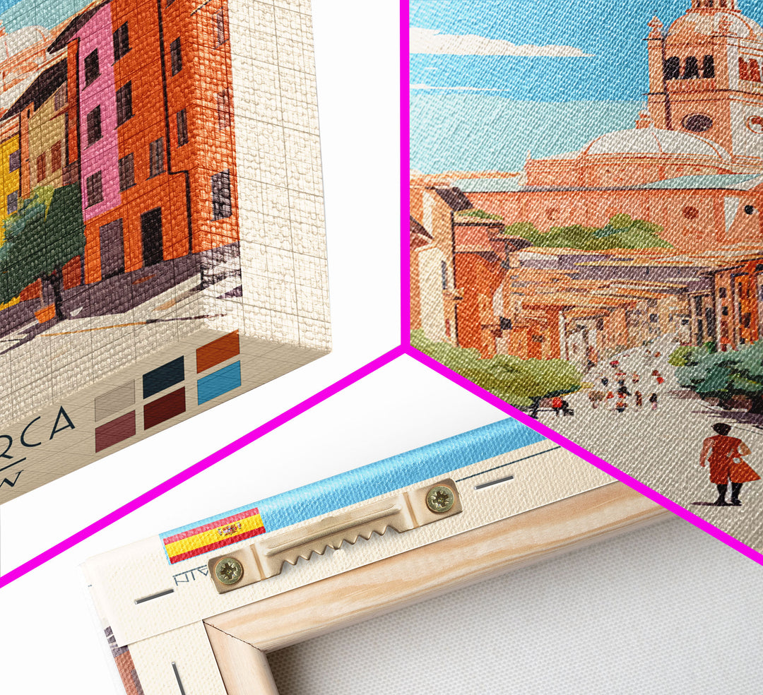 Salamanca Spain Travel Poster Framed Canvas Print, Midcentury Modern Art, Pop Art Wall Decor, Scenic Wall Art, Bedroom Decoration