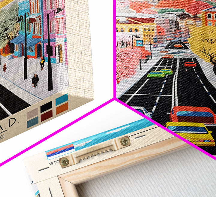 Samara Russia Travel Poster Framed Canvas Print, Midcentury Modern Art, Pop Art Wall Decor, Home Decor, Office Decoration, Scenic Art