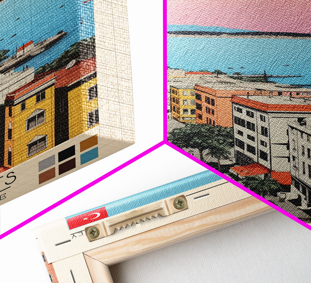 Samsun Turkey Travel Poster Framed Canvas Print, Midcentury Modern Art, Pop Art Wall Decor, Living Room Art, Vacation Gift