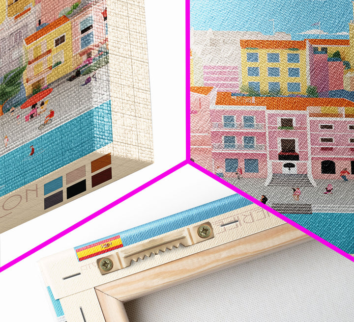 Santa Cruz de Tenerife Spain Travel Poster Framed Canvas Print, Midcentury Modern Art, Pop Art Wall Decor, Living Room Art, Bedroom Decoration