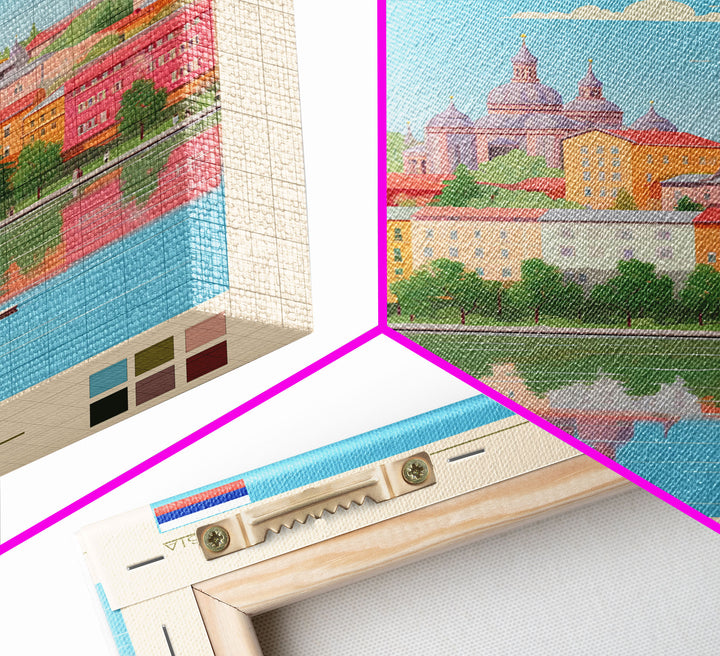 Saransk Russia Travel Poster Framed Canvas Print, Midcentury Modern Art, Pop Art Wall Decor, Living Room Art, Bedroom Decoration