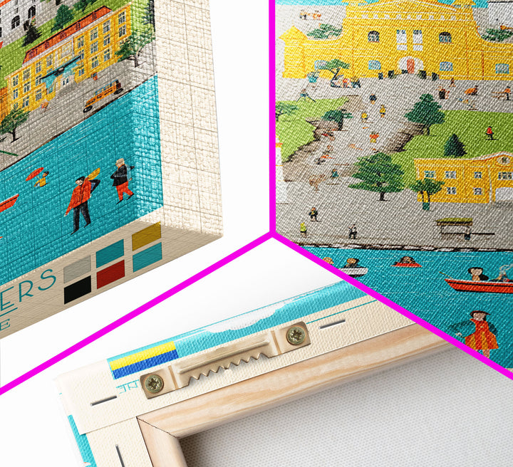 Sevastopol Ukraine Travel Poster Framed Canvas Print, Midcentury Modern Art, Pop Art Wall Decor, Bedroom Decor, Vacation Gift