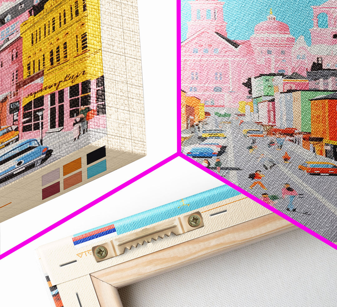 Shakhty Russia Travel Poster Framed Canvas Print, Midcentury Modern Art, Pop Art Wall Decor, Living Room Art, Bedroom Decoration