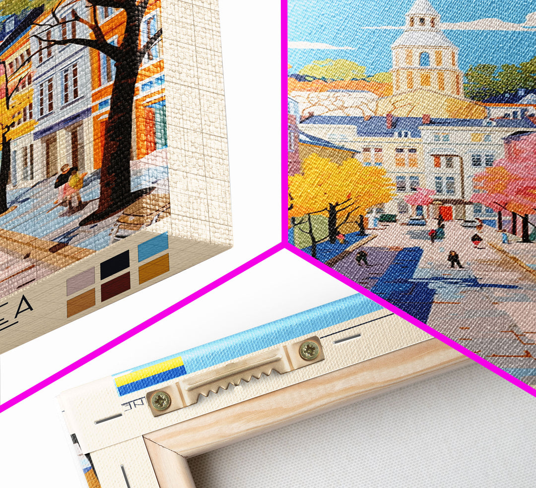 Simferopol Ukraine Travel Poster Framed Canvas Print, Midcentury Modern Art, Pop Art Wall Decor, Living Room Art, Vacation Gift