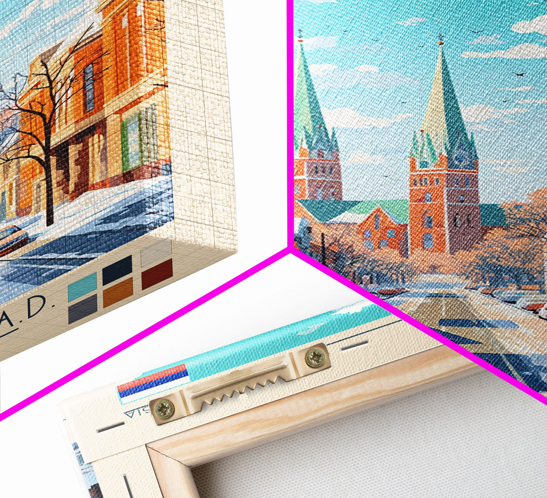 Tomsk Russia Travel Poster Framed Canvas Print, Midcentury Modern Art, Pop Art Wall Decor, Living Room Art, Scenic Wall Art