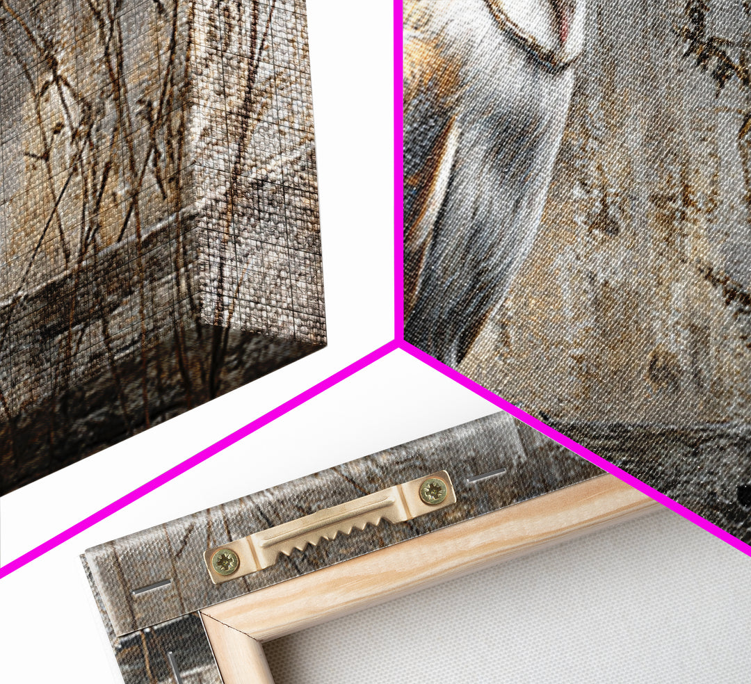 Barn Owl Perched on Aged Wood Framed Canvas Print, Farmhouse Art, Gallery Wall, Farmhouse Decor, Fine Art, Harvest, Art Print, FAR-2x1-19