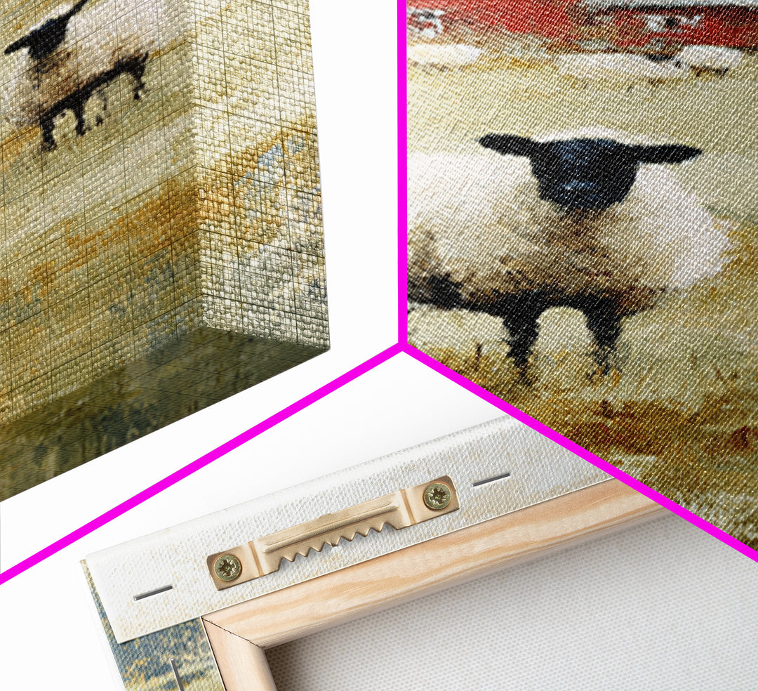Black and White Sheep Canvas Print, Farmhouse Art, Botanical Prints, Farmhouse Decor, Fine Art, Harvest, Statement Artwork, FAR-2x3-16