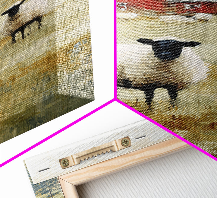 Black and White Sheep Canvas Print, Farmhouse Art, Botanical Prints, Farmhouse Decor, Fine Art, Harvest, Statement Artwork, FAR-2x3-16