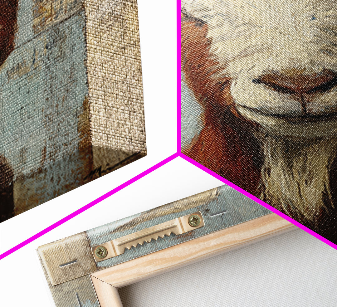Goat Portrait with Playful Expression Framed Canvas Print, Farmhouse Art, Boho Decor, Farmhouse Decor, Fine Art, Harvest, FAR-2x3-2
