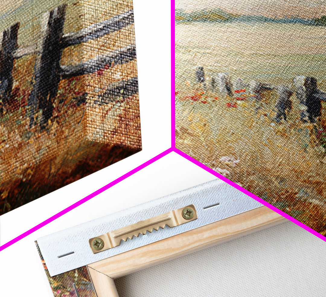 Country Landscape with Fence and Rolling Hills Framed Canvas Print, Farmhouse Art, Textured Painting, Farmhouse Decor, Harvest, FAR-2x3-22
