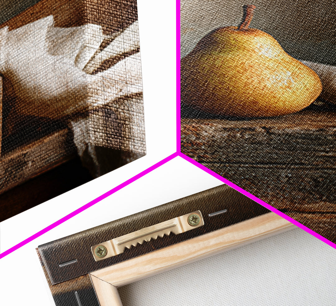 Rustic Pear Still Life on Plank Wood Canvas Print, Farmhouse Art, Fine Art Print, Farmhouse Decor, Watercolor Art, Harvest, FAR-2x3-27