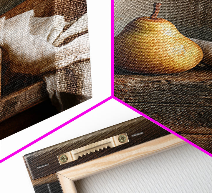 Rustic Pear Still Life on Plank Wood Canvas Print, Farmhouse Art, Fine Art Print, Farmhouse Decor, Watercolor Art, Harvest, FAR-2x3-27