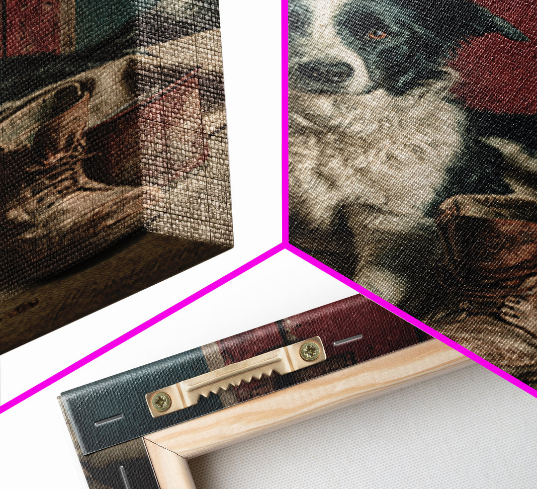 Farm Dog Lying Beside Weathered Boots Framed Canvas Print, Farmhouse Art, Wall Decor, Farmhouse Decor, Abstract Art, Harvest, FAR-2x3-41