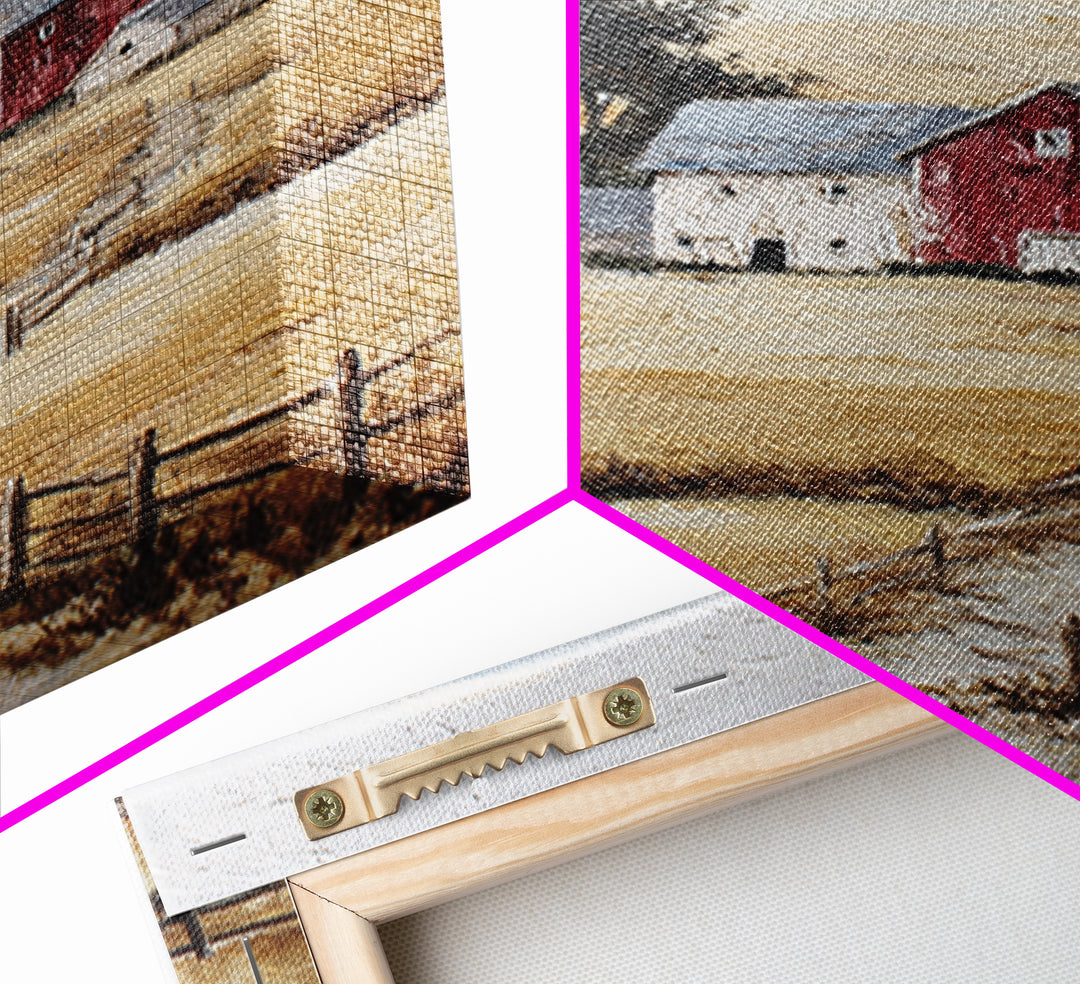 Country Landscape with Fence and Rolling Hills Framed Canvas Print, Farmhouse Art, Textured Painting, Farmhouse Decor, Harvest, FAR-2x3-46