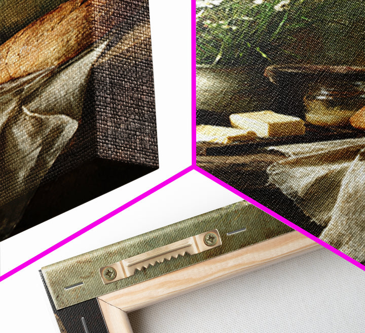 Fresh Bread Honey and Butter Still Life Framed Canvas Print, Farmhouse Art, Neutral Decor, Farmhouse Decor, Abstract Art, FAR-2x3-56