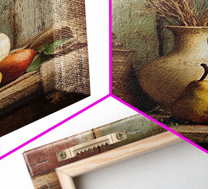 Rustic Pear Still Life on Plank Wood Framed Canvas Print, Farmhouse Art, Digital Art, Farmhouse Decor, Fine Art, Harvest, FAR-2x3-75