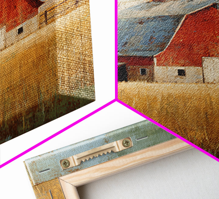 Rustic Barn in Golden Field Light Canvas Print, Farmhouse Art, Digital Prints, Farmhouse Decor, Harvest, Watercolor Painting, FAR-2x3-82