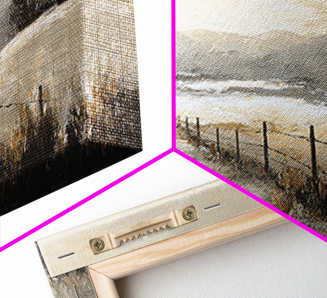Rustic Barn in Golden Field Light Framed Canvas Print, Farmhouse Art, Oil Painting, Farmhouse Decor, Fine Art, Harvest, FAR-3x1-18