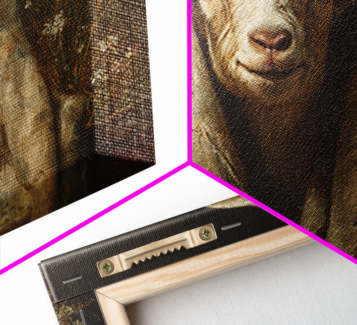 Goat Portrait with Playful Expression Canvas Print, Farmhouse Art, Oil Painting, Farmhouse Decor, Harvest, Farmhouse Wall Decor, FAR-3x2-22