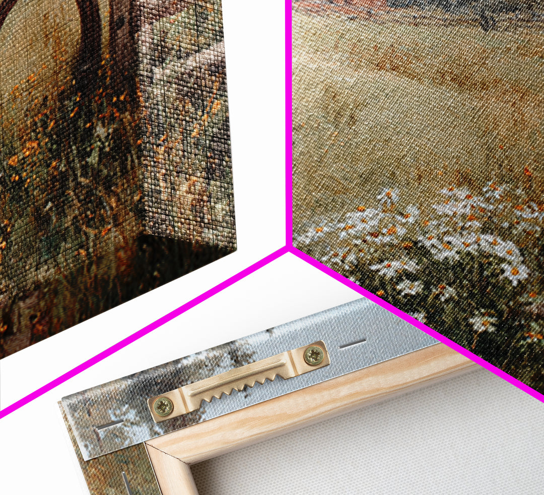Weathered Horseshoe and Wildflowers Framed Canvas Print, Farmhouse Art, Sage Green Wall Art, Farmhouse Decor, Fine Art, Harvest, FAR-3x2-25