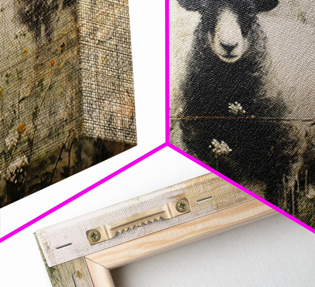 Black and White Sheep Framed Canvas Print, Farmhouse Art, Sage Green Wall Art, Farmhouse Decor, Harvest, Gallery Decor, FAR-3x2-36