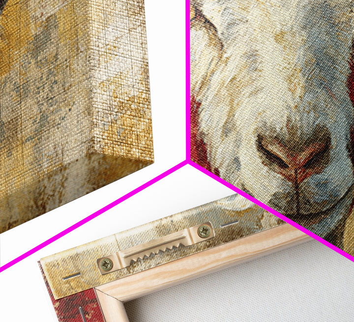 Goat Portrait with Playful Expression Framed Canvas Print, Farmhouse Art, Living Room Decor, Farmhouse Decor, Fine Art, Harvest, FAR-3x2-46