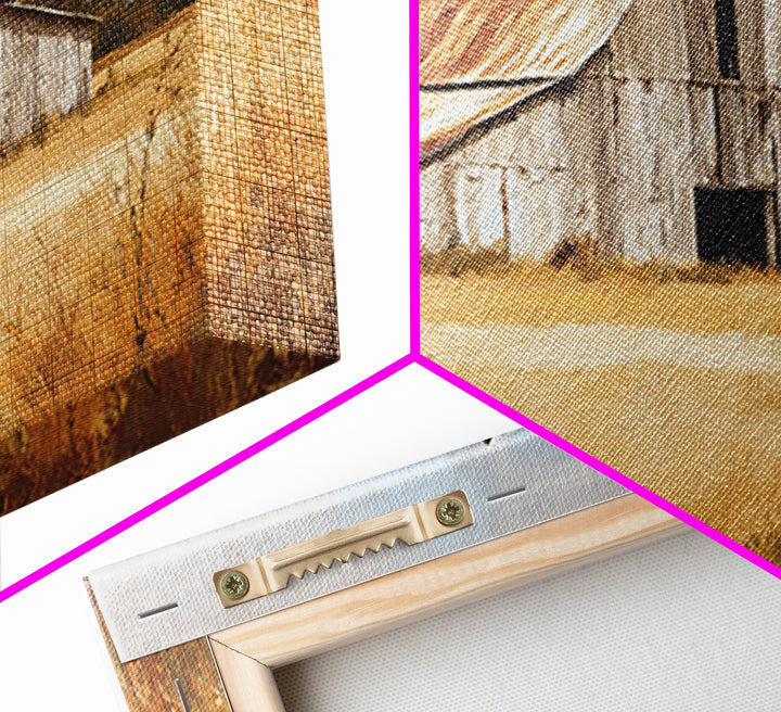 Rustic Barn in Golden Field Light Framed Canvas Print, Farmhouse Art, Digital Print, Farmhouse Decor, Fine Art, Harvest, FAR-3x2-6
