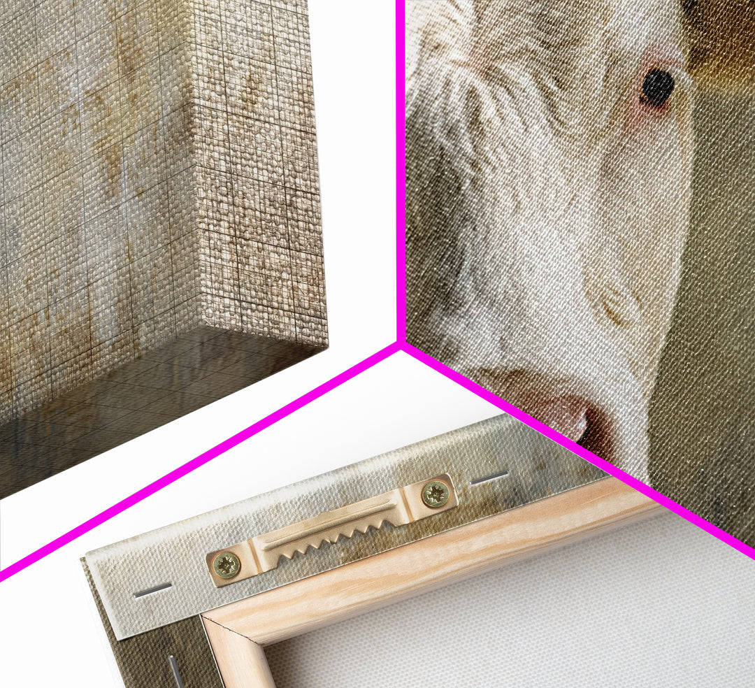 White Cow Portrait Framed Canvas Print, Farmhouse Art, Gallery Decor, Farmhouse Decor, Oil Painting, Harvest, Contemporary Art, FAR-3x2-77