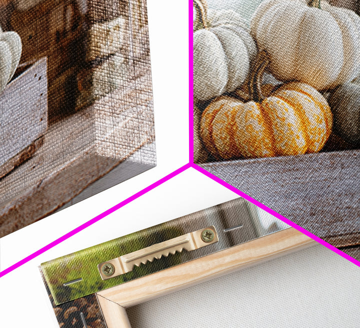 Pumpkins Stacked on a Wooden Crate Canvas Print, Farmhouse Art, Landscape Art, Farmhouse Decor, Oil Painting, Harvest, FAR-3x2-89