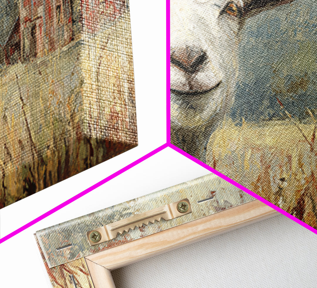 Goat Portrait with Playful Expression Canvas Print, Farmhouse Art, Black Wall Art, Farmhouse Decor, Fine Art, Harvest, FAR-3x2-94