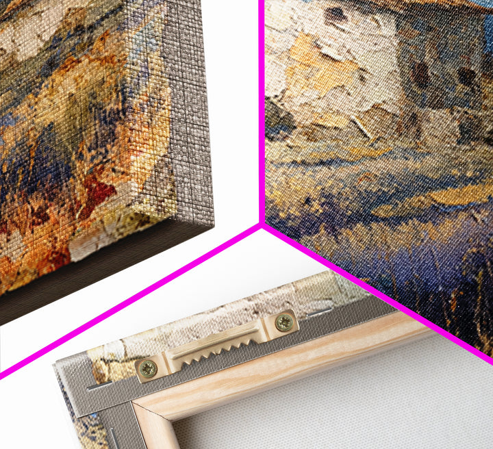 Lavender Field with Distant Stone Farmhouse Canvas Print, French Country Art, Landscape Painting, Farmhouse Decor, Country, FCA-1x1-25