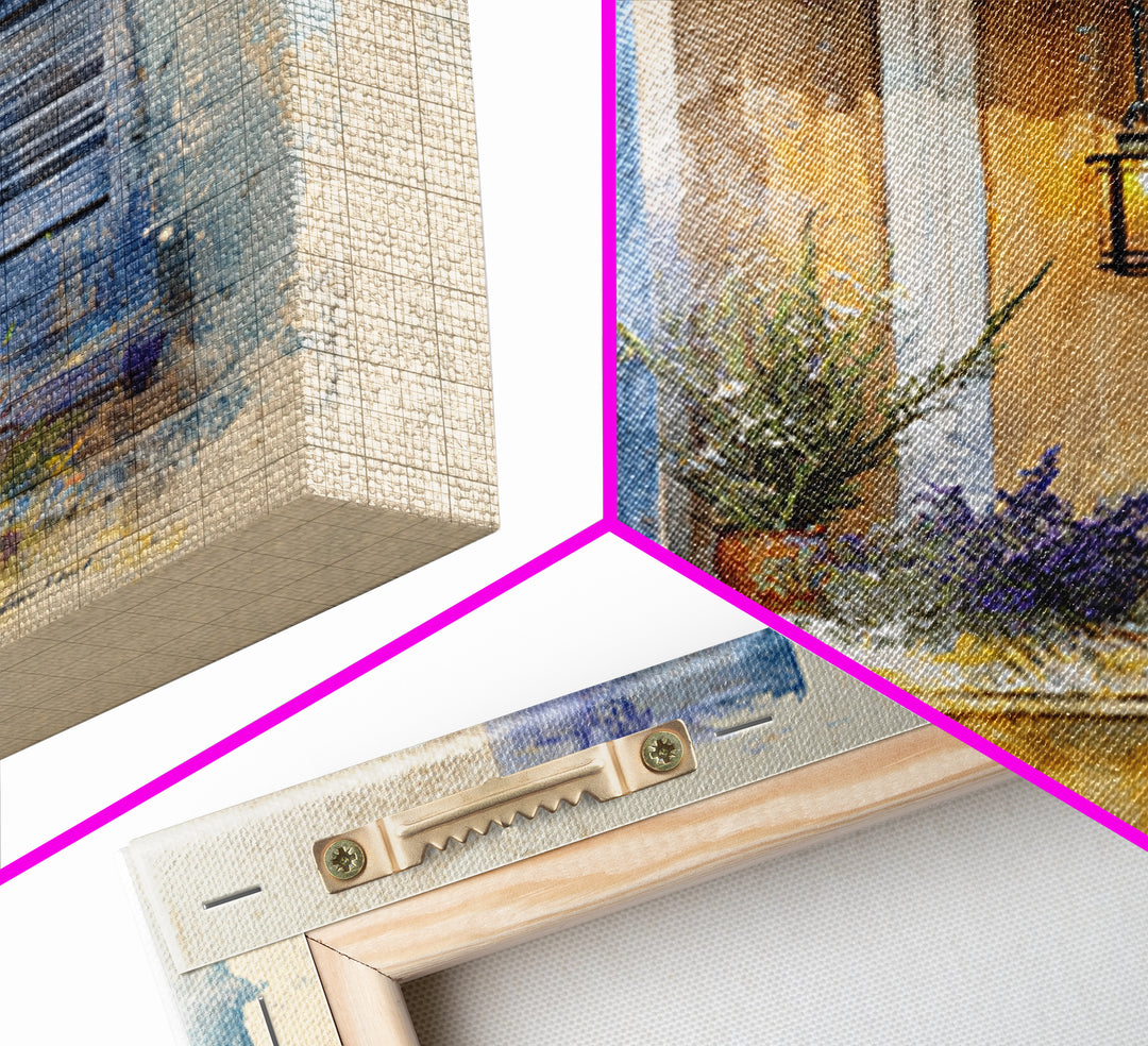 Weathered Window with Blue Shutters Canvas Print, French Country Art, Botanical Wall Art, Farmhouse Decor, Watercolor Art, FCA-1x1-45