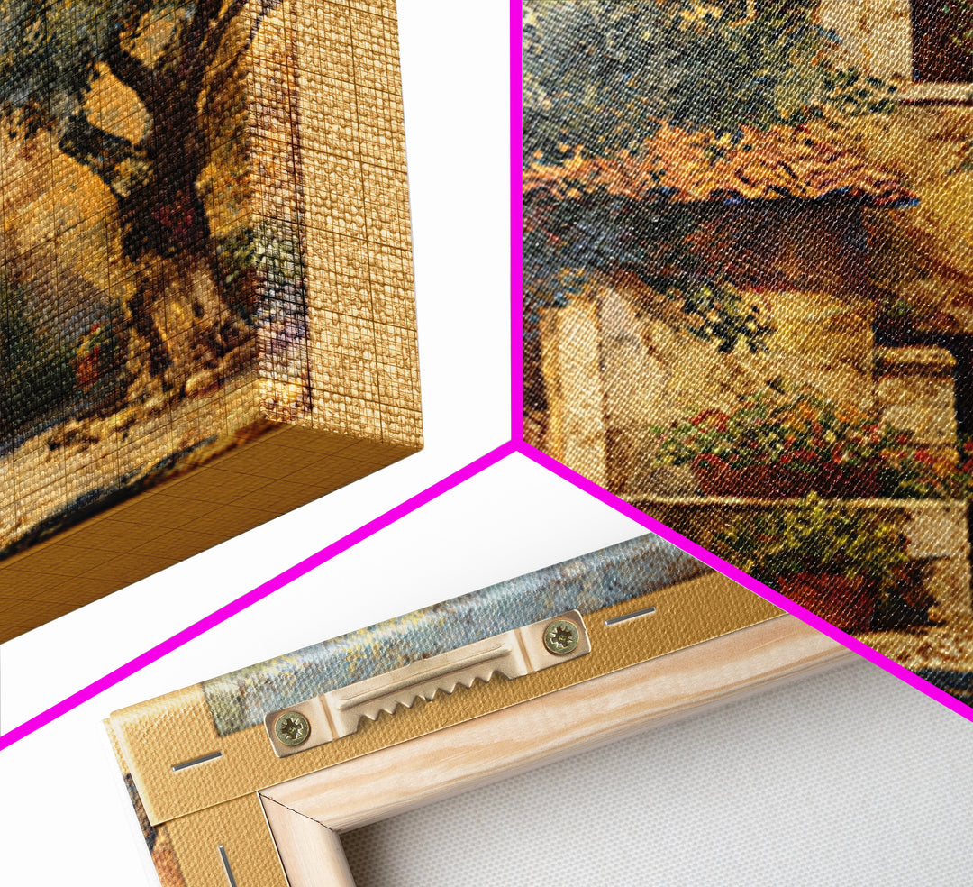 Sunlit Provence Olive Grove Framed Canvas Print, French Country Art, Eclectic Wall Art, Farmhouse Decor, Fine Art, Country, FCA-1x1-53