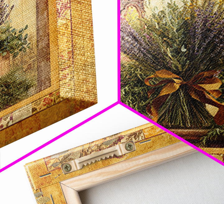 Farmhouse Kitchen Herbs Tied Framed Canvas Print, French Country Art, Digital Art Prints, Farmhouse Decor, Oil Painting, FCA-1x1-61