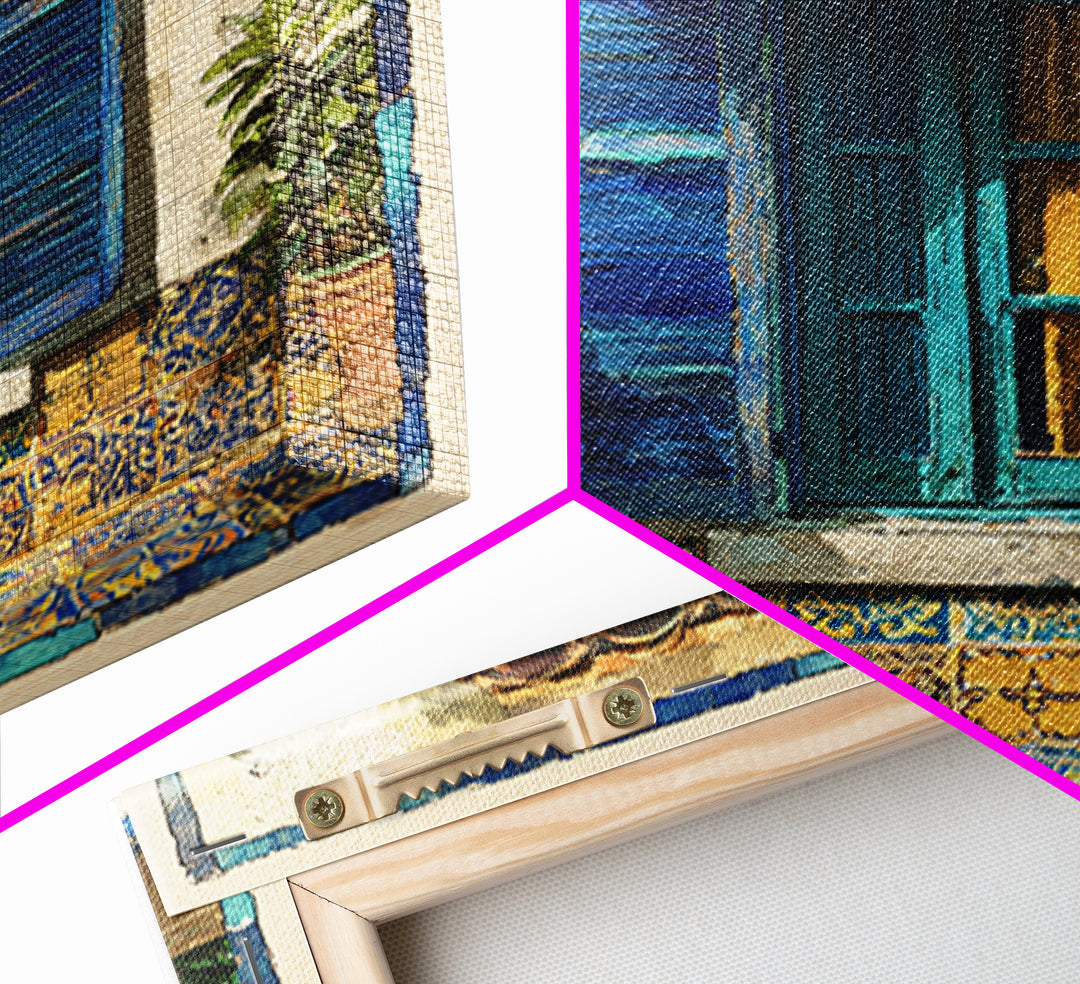 Weathered Window with Blue Shutters Canvas Print, French Country Art, Botanical Wall Art, Farmhouse Decor, Watercolor Art, FCA-1x1-69
