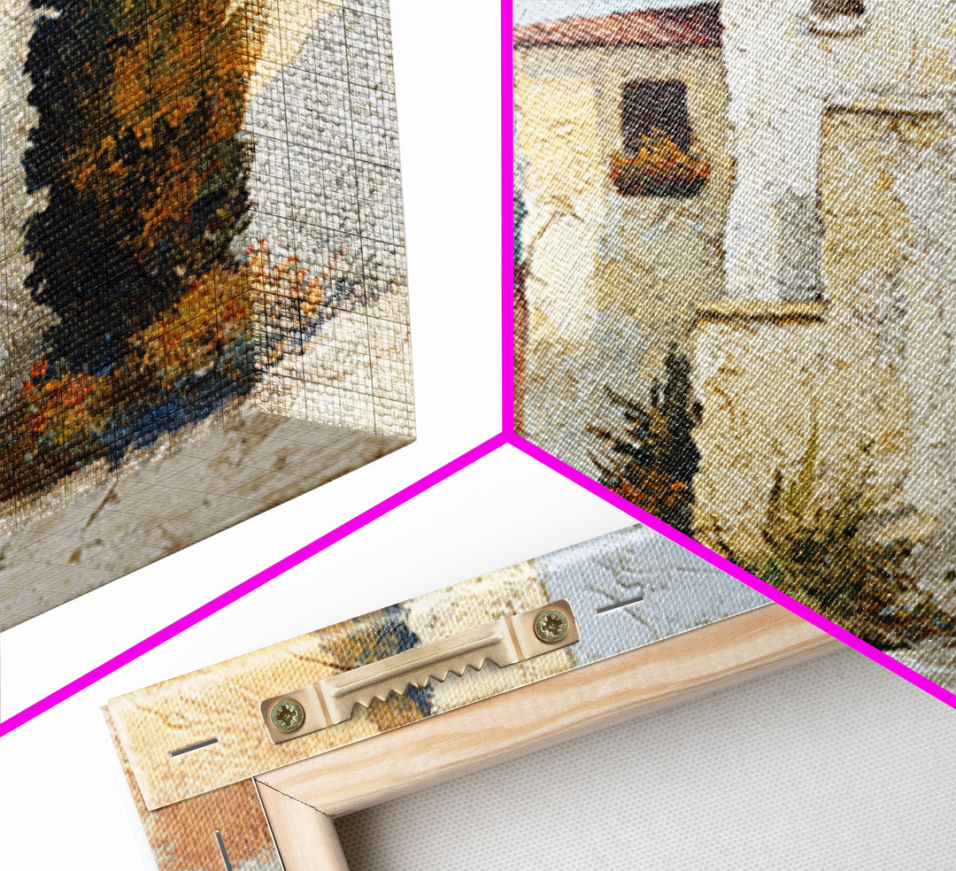 Country Lane Lined Framed Canvas Print, French Country Art, Eclectic Wall Art, Farmhouse Decor, Abstract Art, Country, FCA-1x1-71