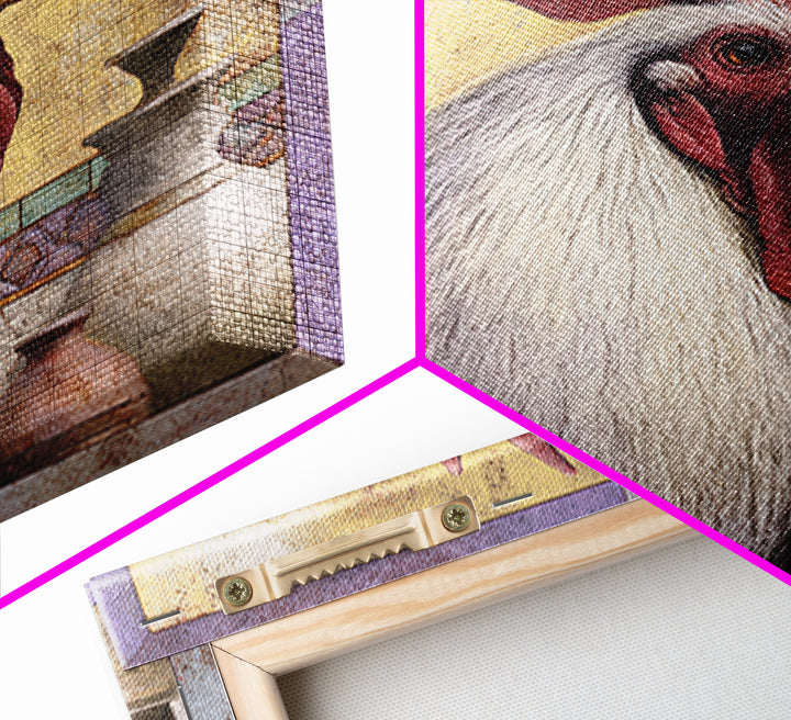 Rooster Portrait in Rustic French Palette Canvas Print, French Country Art, Eclectic Wall Art, Farmhouse Decor, Country, FCA-1x1-74