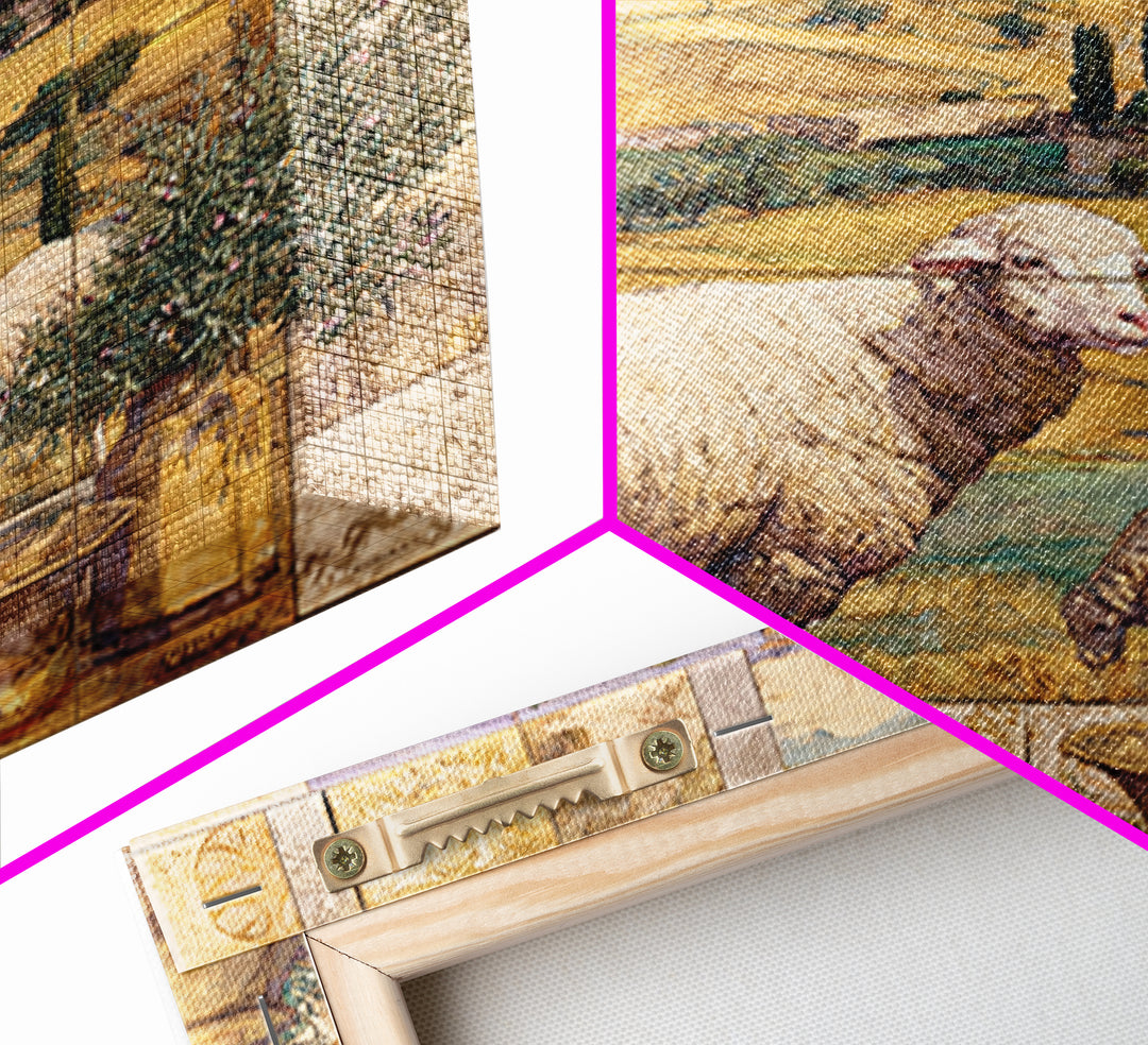 Pastoral Sheep in Rolling Countryside Canvas Print, French Country Art, Farmhouse Wall Art, Farmhouse Decor, Fine Art, Country, FCA-1x1-86