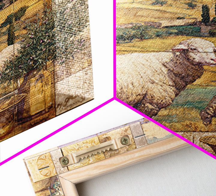 Pastoral Sheep in Rolling Countryside Canvas Print, French Country Art, Farmhouse Wall Art, Farmhouse Decor, Fine Art, Country, FCA-1x1-86