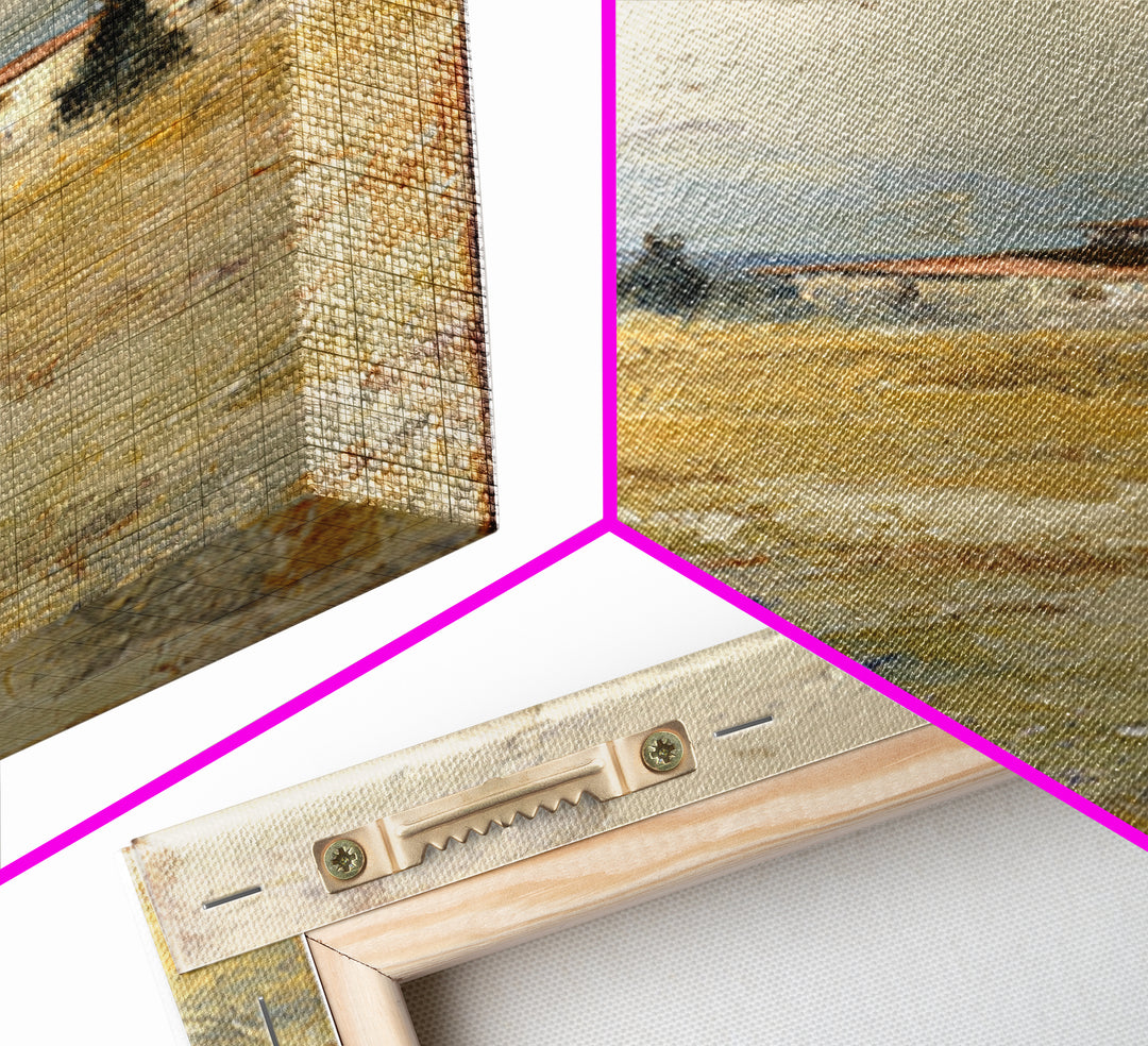 Lavender Field with Distant Stone Farmhouse Canvas Print, French Country Art, Landscape Painting, Farmhouse Decor, Country, FCA-1x3-13