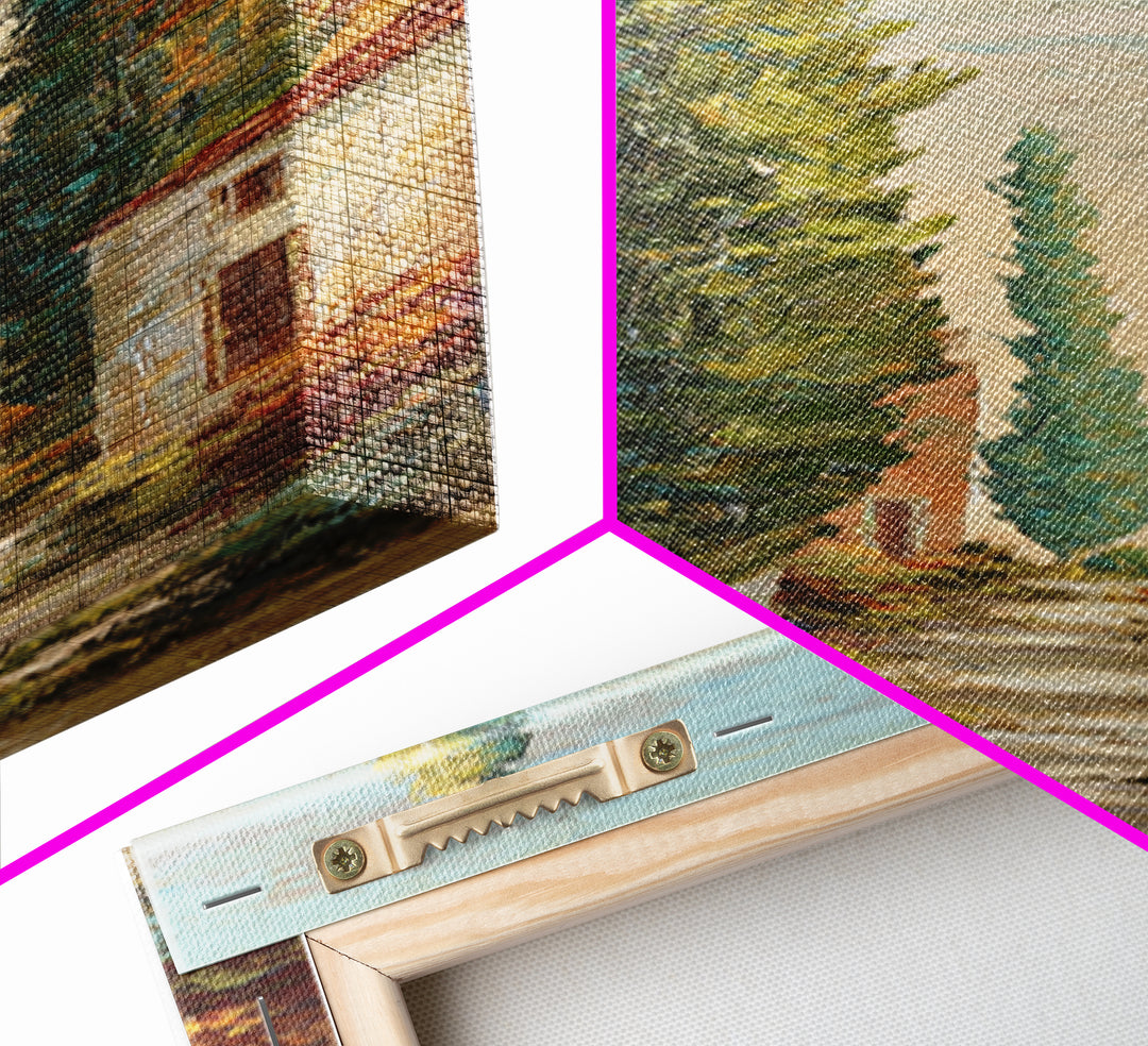 Country Lane Lined Canvas Print, French Country Art, Statement Artwork, Farmhouse Decor, Fine Art, Country, Digital Art, FCA-1x3-59
