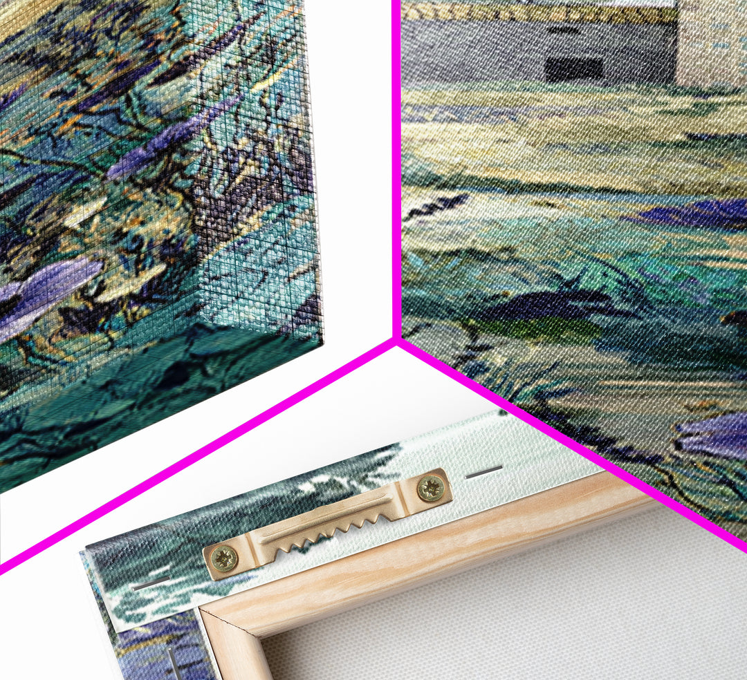 Lavender Field with Distant Stone Farmhouse Canvas Print, French Country Art, Downloadable Art, Farmhouse Decor, Country, FCA-1x3-61