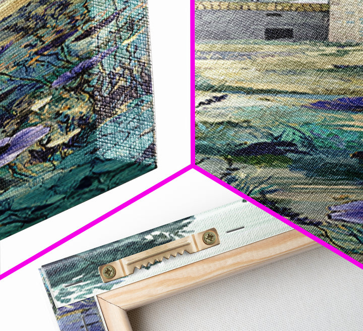 Lavender Field with Distant Stone Farmhouse Canvas Print, French Country Art, Downloadable Art, Farmhouse Decor, Country, FCA-1x3-61