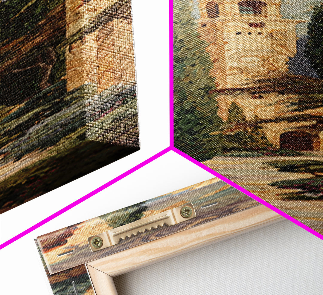 Country Lane Lined Framed Canvas Print, French Country Art, Textured Painting, Farmhouse Decor, Abstract Art, Country, FCA-1x3-83