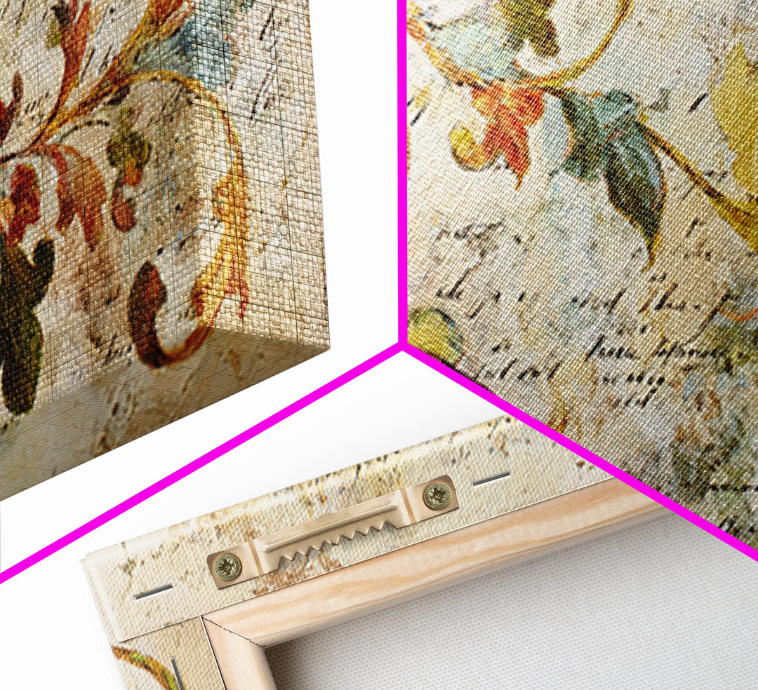 French Script Flourishes Without Readable Text Canvas Print, French Country Art, Landscape Wall Art, Farmhouse Decor, Country, FCA-2x1-14