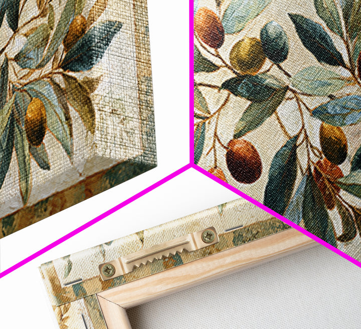 Olive Branch Wreath on Cream Ground Framed Canvas Print, French Country Art, Downloadable Art, Farmhouse Decor, Watercolor Art, FCA-2x1-18