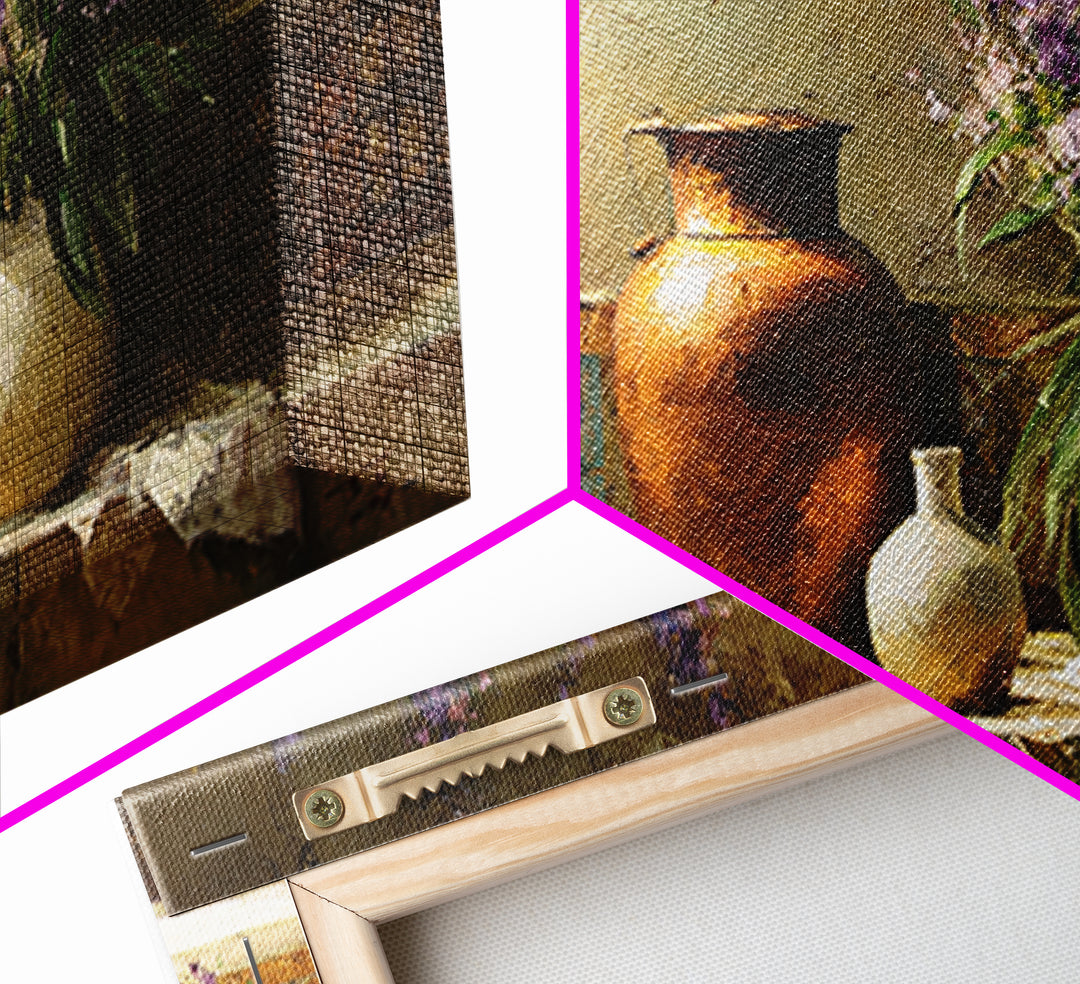 Antique Copper Pot and Flowers Still Life Framed Canvas Print, French Country Art, Modern Decor, Farmhouse Decor, Country, FCA-2x1-20