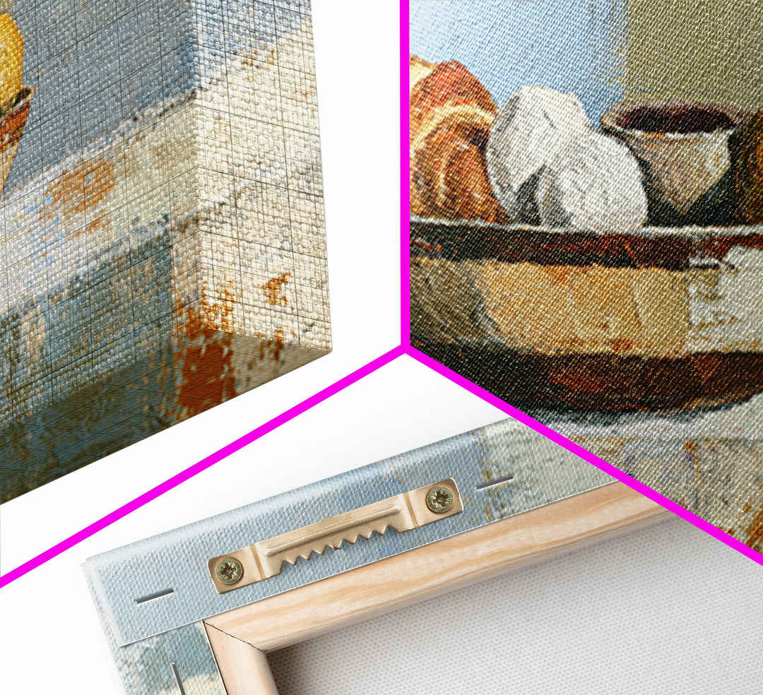 Caf Au Lait Bowl Framed Canvas Print, French Country Art, Above Bed Art, Farmhouse Decor, Fine Art, Country, Textured Painting, FCA-2x1-6